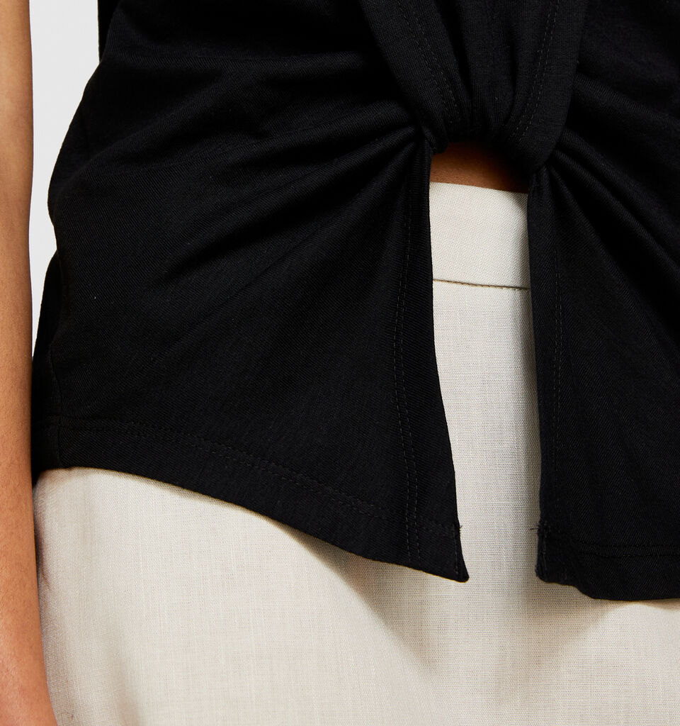 T-shirt with knot - women's short sleeve t-shirts - Black | Sisley image number 5